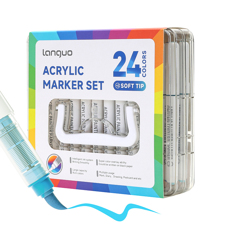 Набор маркеров акриловые Languo, 24 цвета 606x758